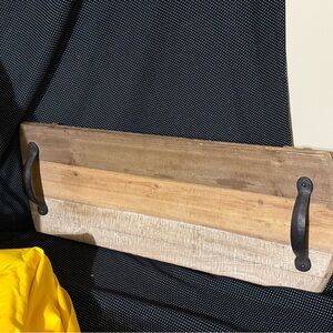 Wooden Serving Tray with Black Handles 27” long